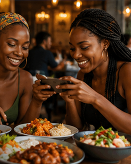 Friends dining together